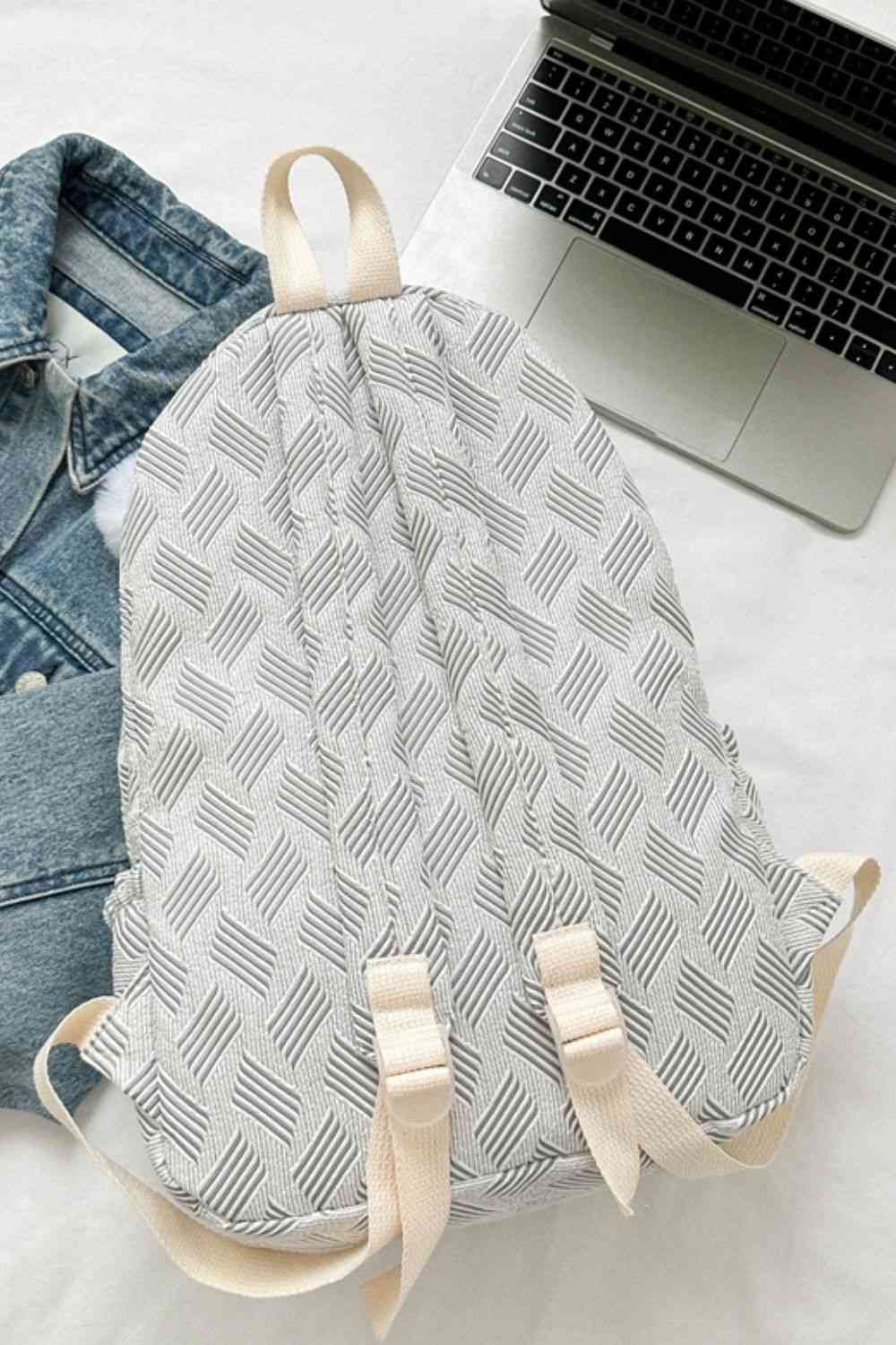 Printed Polyester Large Backpack (Fluffy Ball Included)